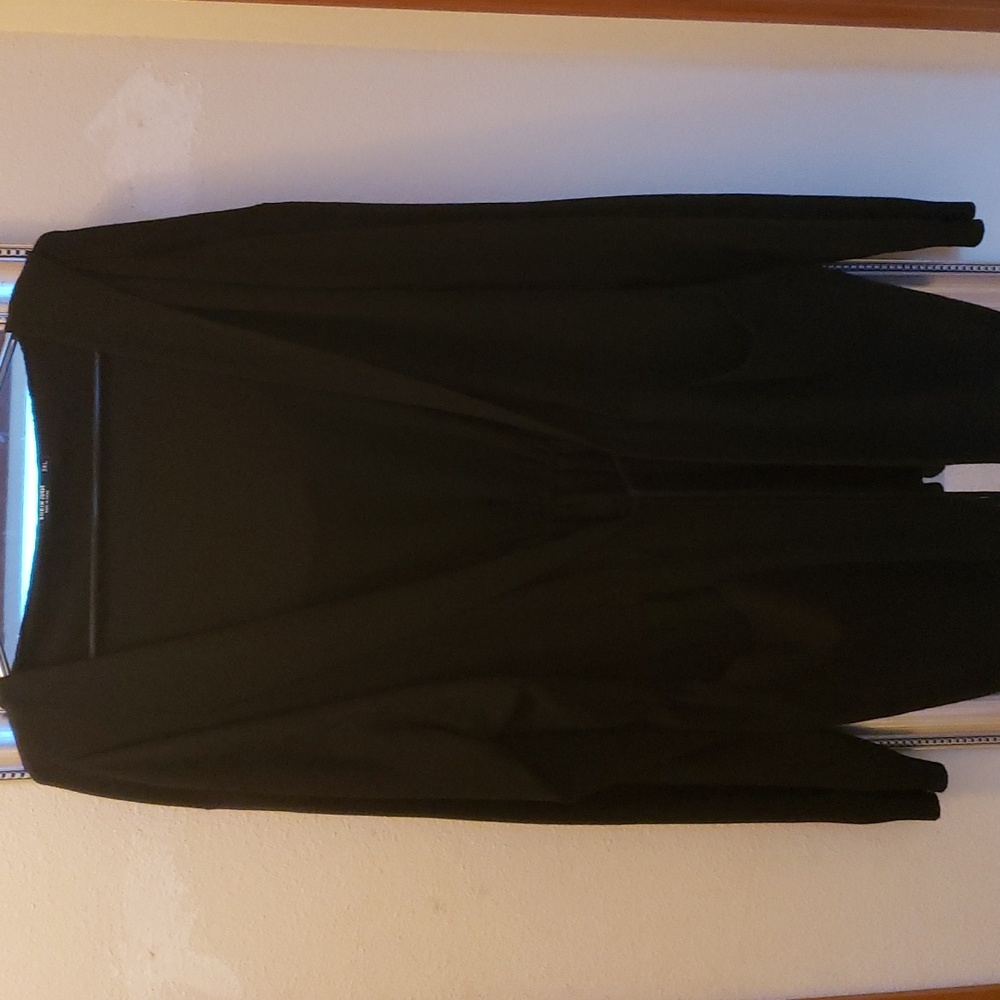 Shein Curve Hooded Cardigan with 2 pockets and cinch Waist -Black- 3X